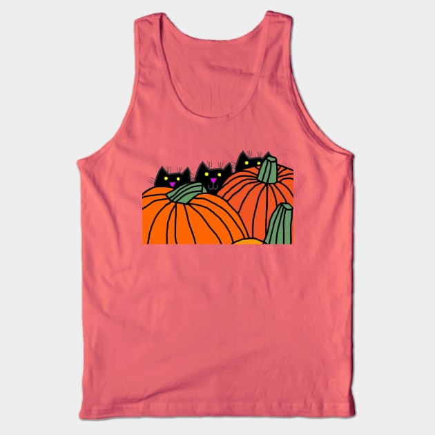 Funny Cats and Pumpkins at Halloween Tank Top by ellenhenryart